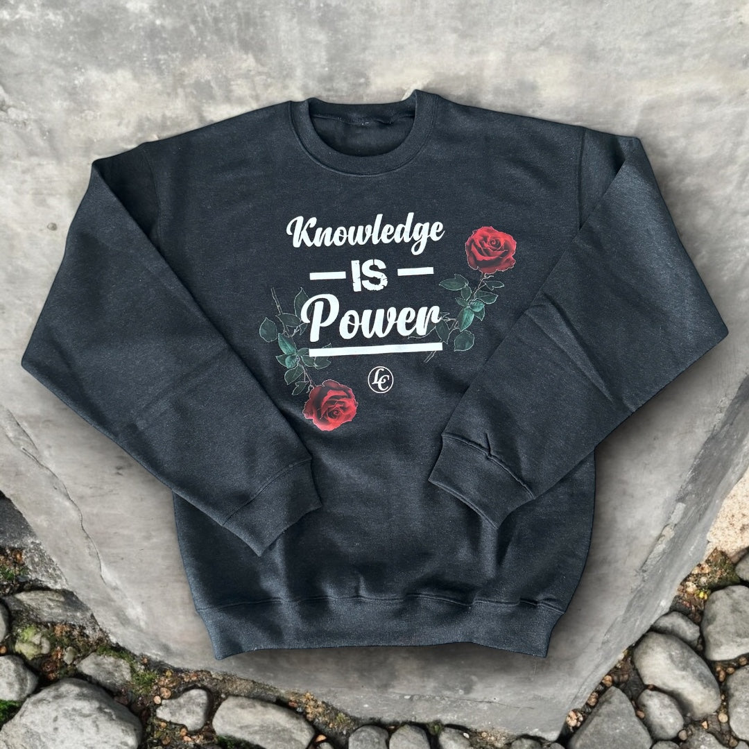Charcoal Knowledge Is Power - motivational streetwear apparel by Lamir Collection